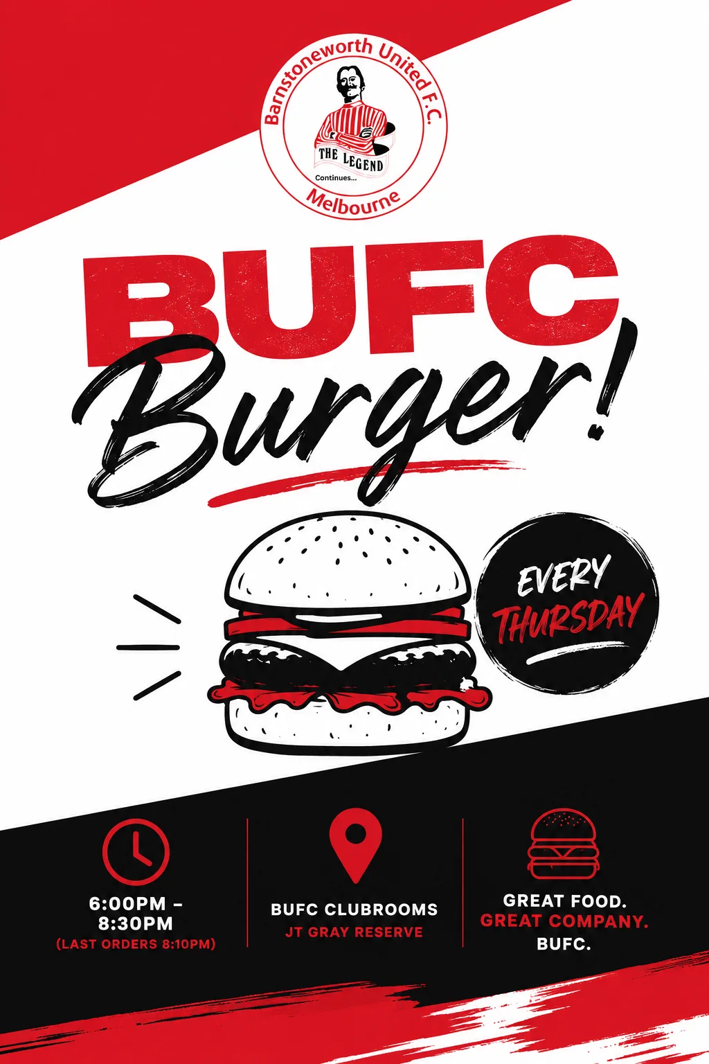 BUFC Burger Night — every Thursday